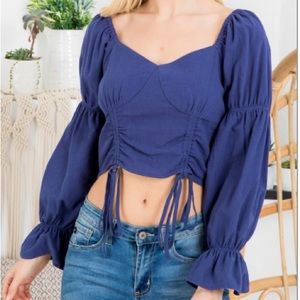 [New with Tags] Available Blue Ruffle Crop Top